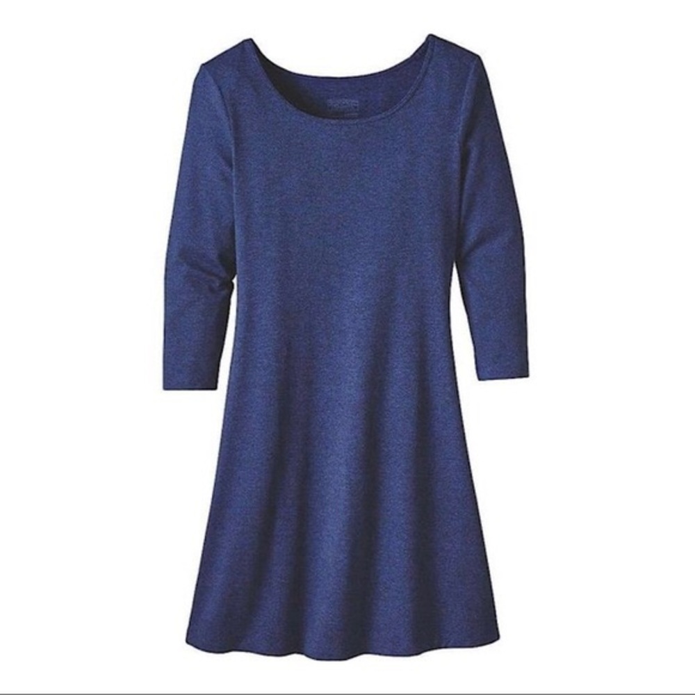 Patagonia Seabrook 3/4 Sleeve Blue Dress